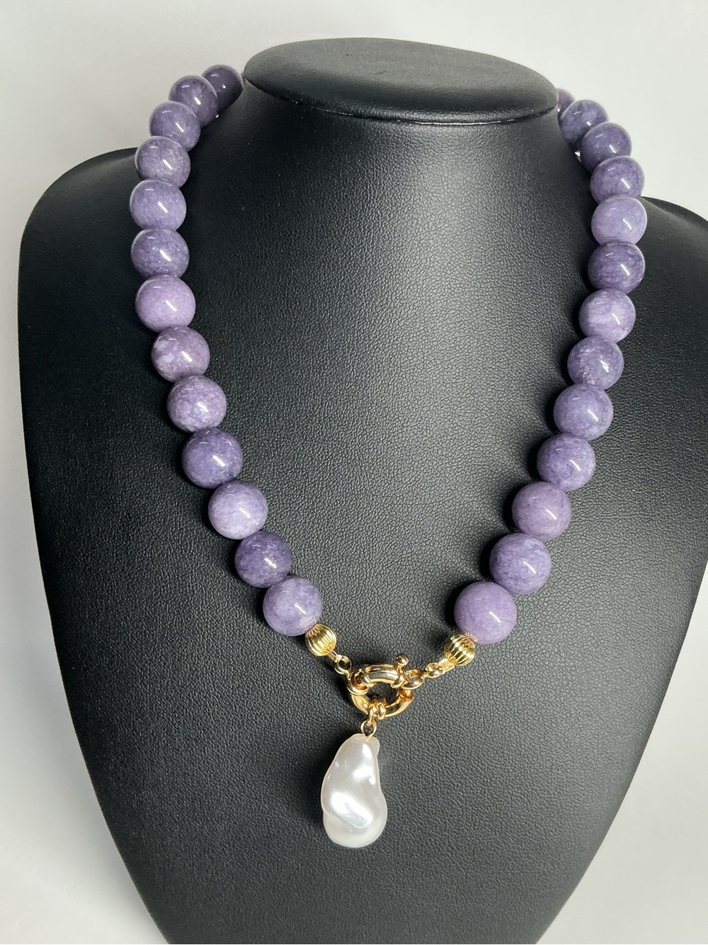 Amethyst Pearl Drop Necklace by Mayamar MM-01886